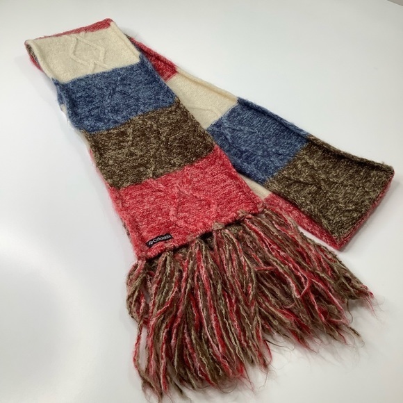 Columbia wide stripes knit scarf with long fringes unisex size 82X6 EUC - Picture 5 of 6